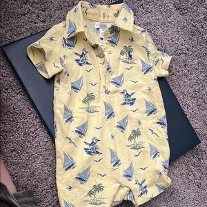 Yellow Nautical Print Baby Romper polo Ralph Lauren